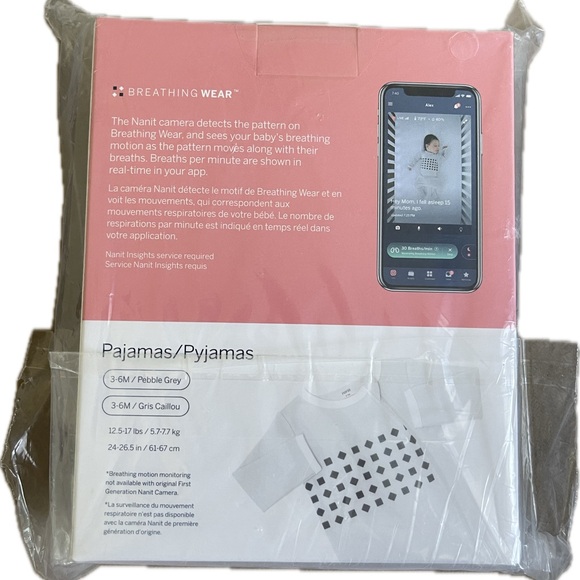 NANIT Breathing Wear - PAJAMAS (3-6 months) - Pebble Grey - Picture 2 of 2